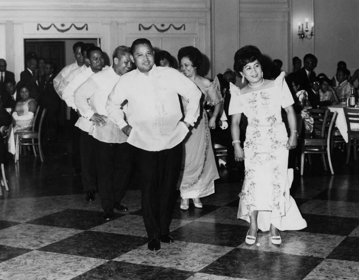 Couples dancing in traditional Filipino dress in Washington, D.C.